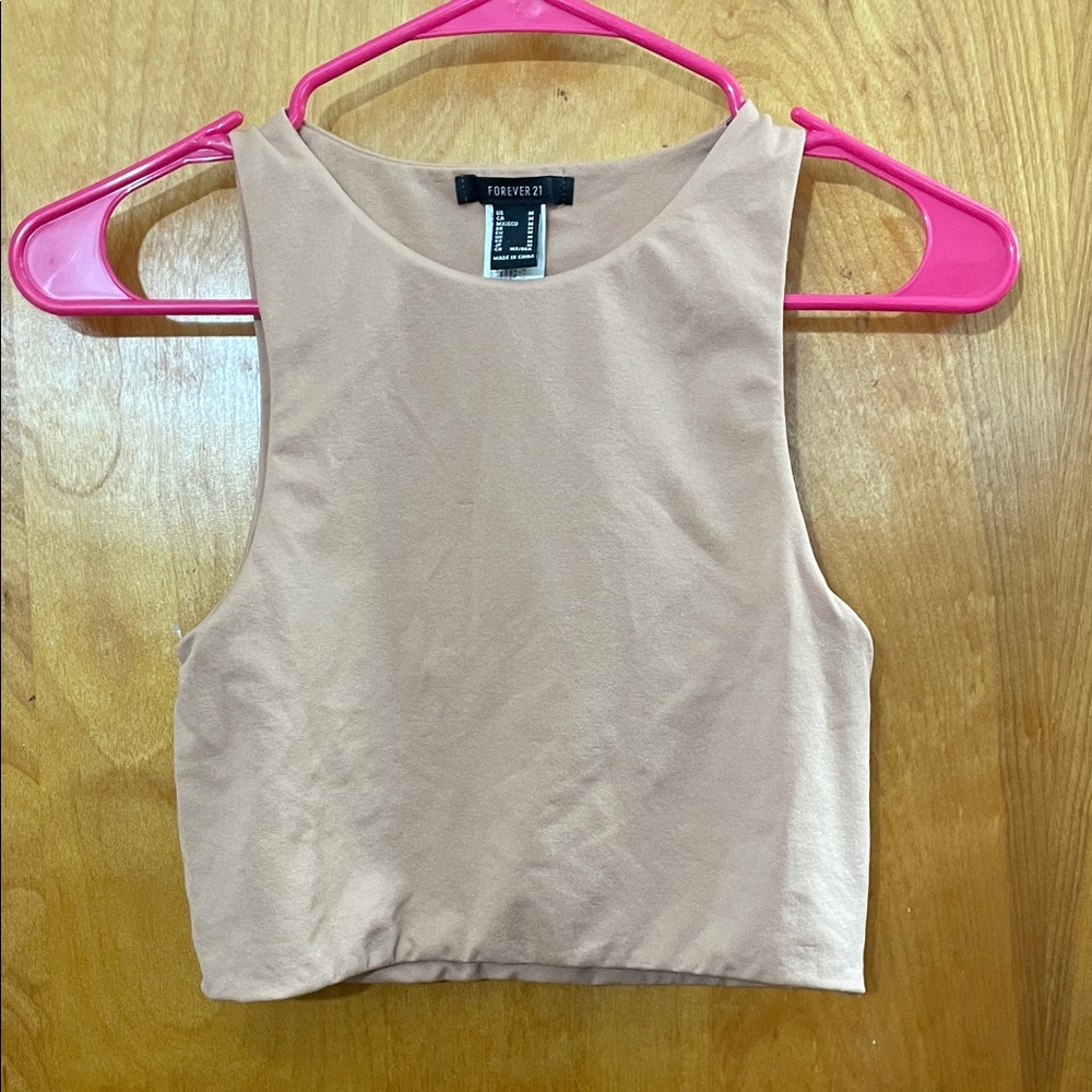 Forever 21 Beige Cropped Tank Top